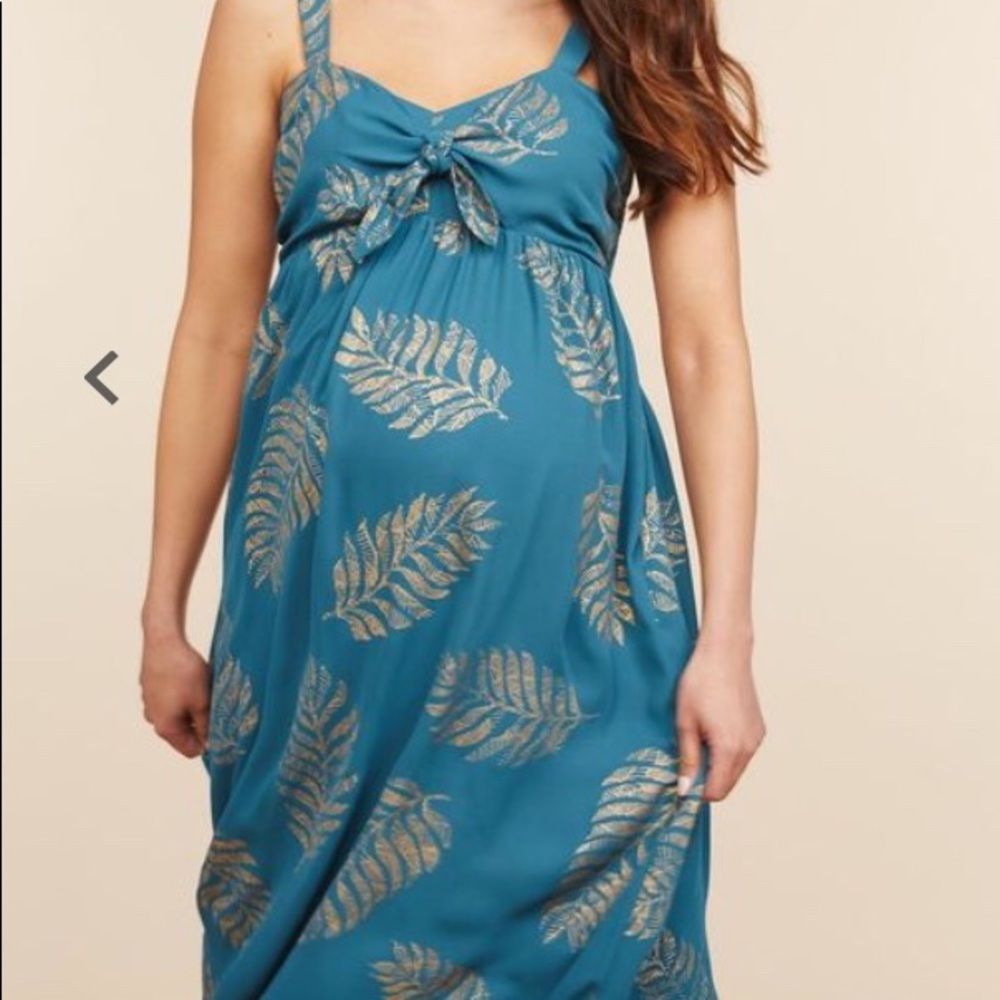 👶 Teal & Gold Maternity Dress 👶